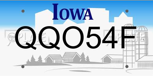 QQO54F Iowa License Plate