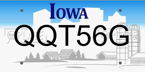 QQT56G Iowa License Plate