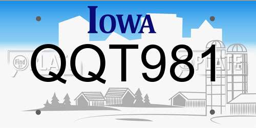 QQT981 Iowa License Plate