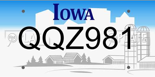 QQZ981 Iowa License Plate