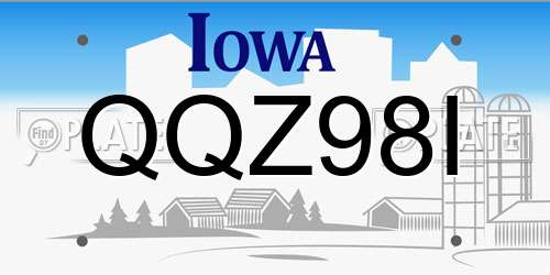 QQZ98I Iowa License Plate