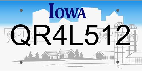 QR4L512 Iowa License Plate