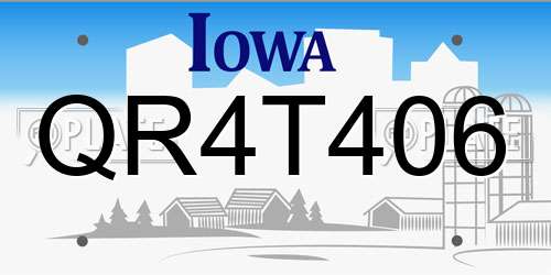 QR4T406 Iowa License Plate