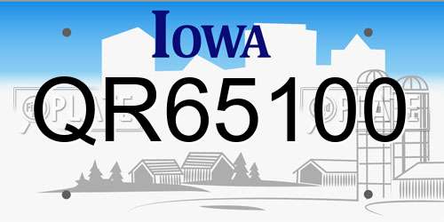 QR65100 Iowa License Plate