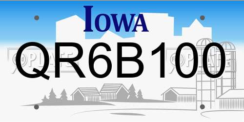QR6B100 Iowa License Plate