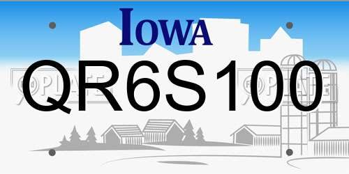 QR6S100 Iowa License Plate