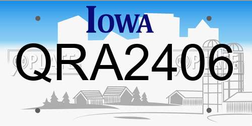 QRA2406 Iowa License Plate