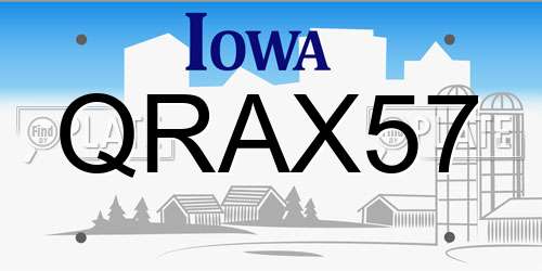 QRAX57 Iowa License Plate