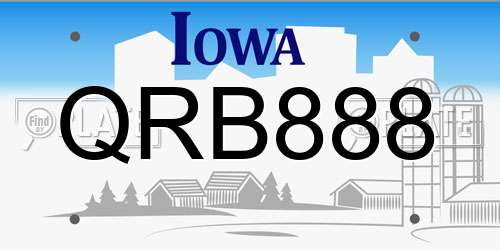 QRB888 Iowa License Plate