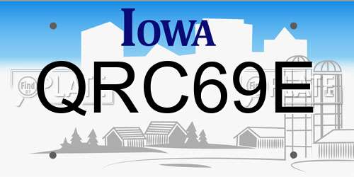 QRC69E Iowa License Plate
