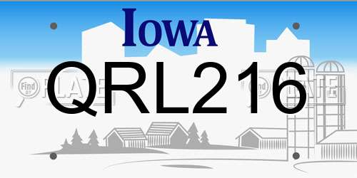 QRL216 Iowa License Plate
