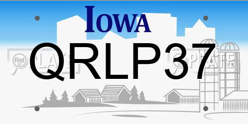 QRLP37 Iowa License Plate
