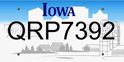 QRP7392 Iowa License Plate