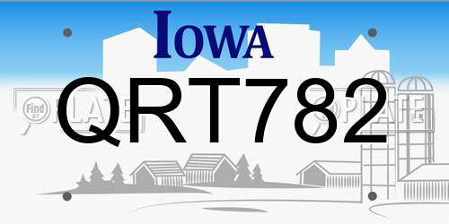 QRT782 Iowa License Plate