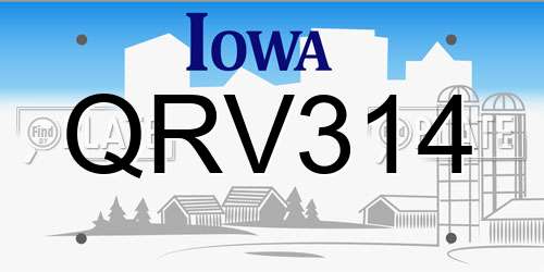 QRV314 Iowa License Plate