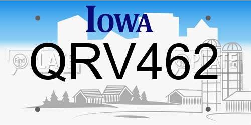 QRV462 Iowa License Plate