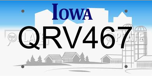 QRV467 Iowa License Plate