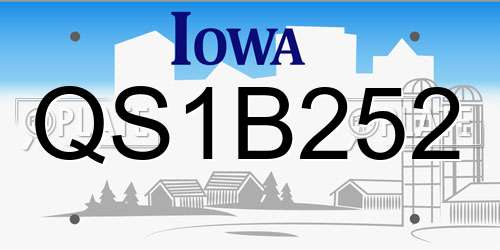 QS1B252 Iowa License Plate