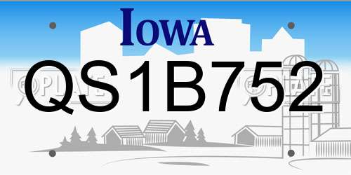 QS1B752 Iowa License Plate