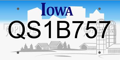 QS1B757 Iowa License Plate