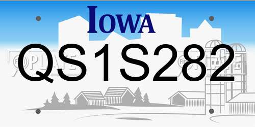 QS1S282 Iowa License Plate