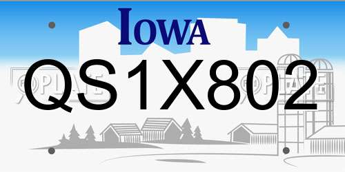 QS1X802 Iowa License Plate