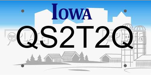QS2T2Q Iowa License Plate