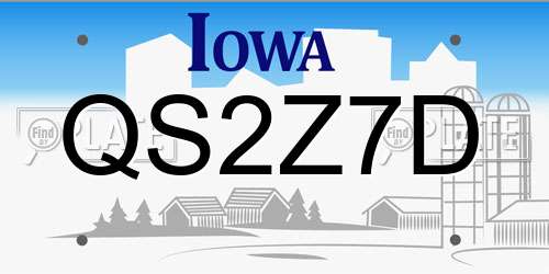 QS2Z7D Iowa License Plate