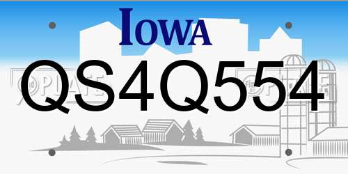 QS4Q554 Iowa License Plate