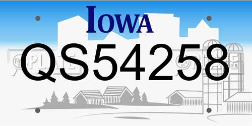 QS54258 Iowa License Plate