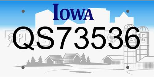 QS73536 Iowa License Plate