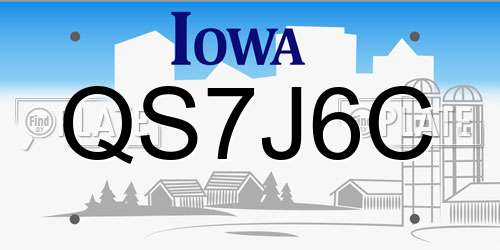 QS7J6C Iowa License Plate