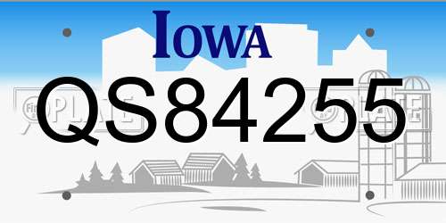 QS84255 Iowa License Plate