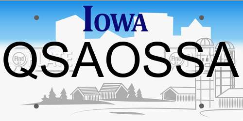 QSAOSSA Iowa License Plate