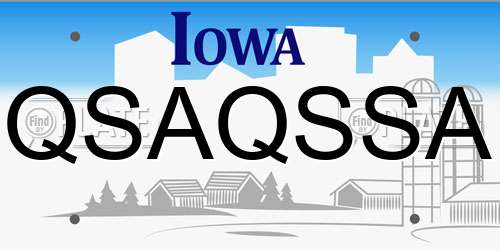 QSAQSSA Iowa License Plate