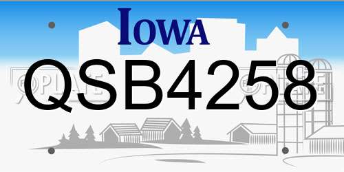 QSB4258 Iowa License Plate