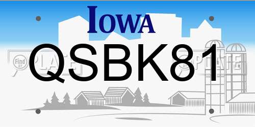 QSBK81 Iowa License Plate