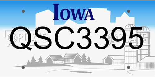 QSC3395 Iowa License Plate
