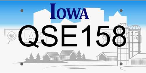 QSE158 Iowa License Plate