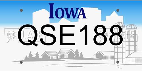 QSE188 Iowa License Plate