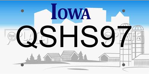 QSHS97 Iowa License Plate