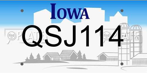QSJ114 Iowa License Plate