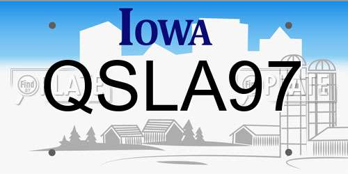 QSLA97 Iowa License Plate