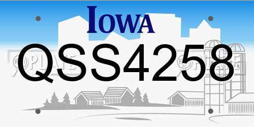 QSS4258 Iowa License Plate