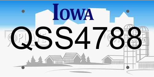 QSS4788 Iowa License Plate