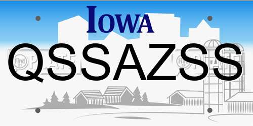 QSSAZSS Iowa License Plate