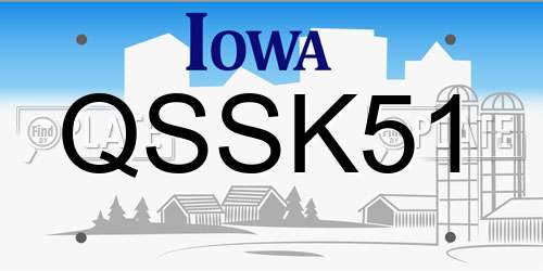 QSSK51 Iowa License Plate