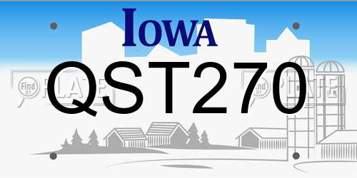 QST270 Iowa License Plate