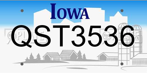 QST3536 Iowa License Plate