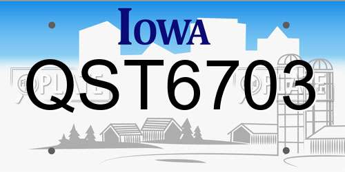 QST6703 Iowa License Plate